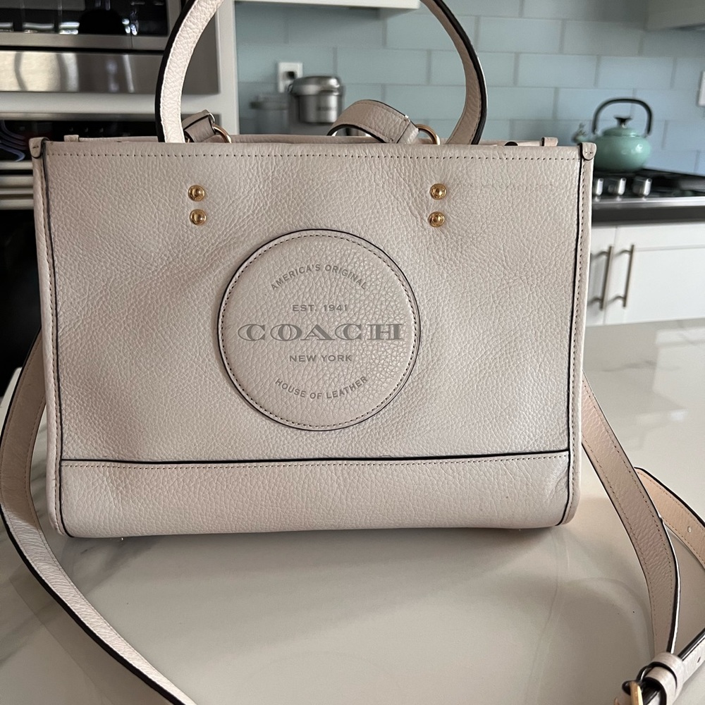 Coach leather tote bag, white